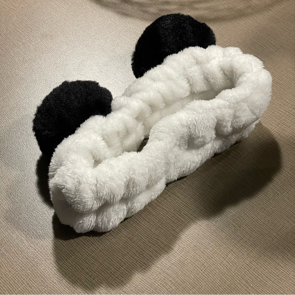 Plush Black and White Panda Style Spa Headband